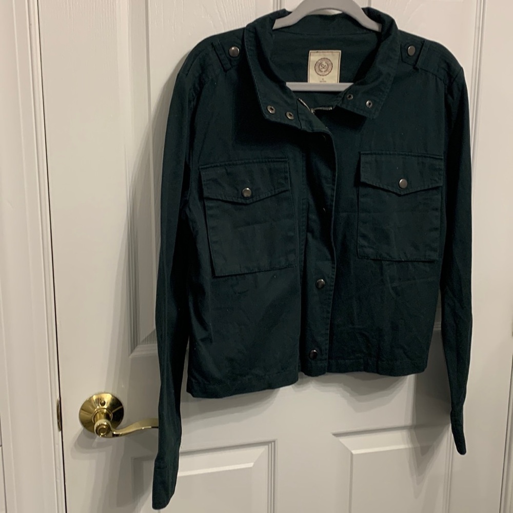 SO Authentic American Heritage 100% Cotton Dark Green Crop‎ Shacket size XL